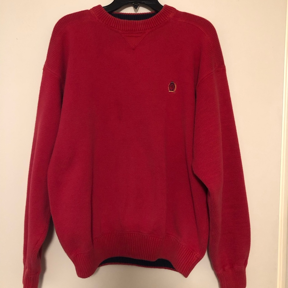 Vintage Tommy Hilfiger Red Knit Long Sleeve Sweater